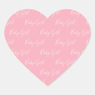 Pink Girly Script Baby Girl Herz-Aufkleber