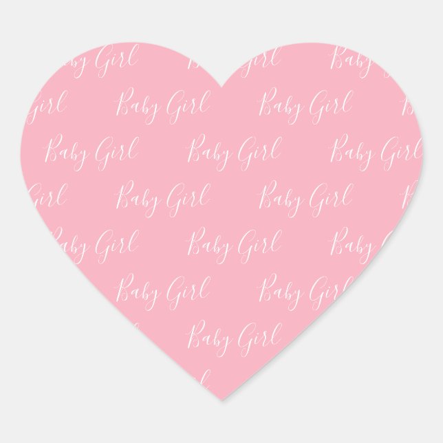 Pink Girly Script Baby Girl Herz-Aufkleber (Vorderseite)