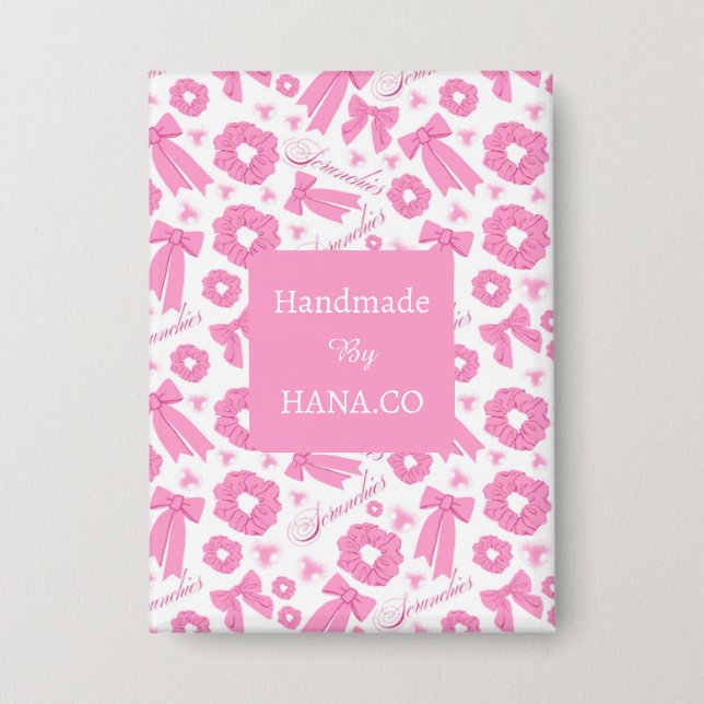 Pink Girly Scrunchies Pattern Cute Hair Accessory  Button (Vorderseite)