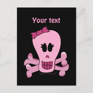 Pink Girly Skull mit Bow Halloween oder Pirate Postkarte