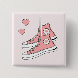 Pink Girly Sneakers Button