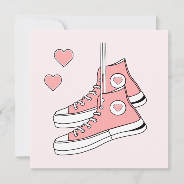 Pink Girly Sneakers Feiertagskarte (Vorderseite)