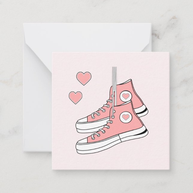 Pink Girly Sneakers Mitteilungskarte (Vorderseite)