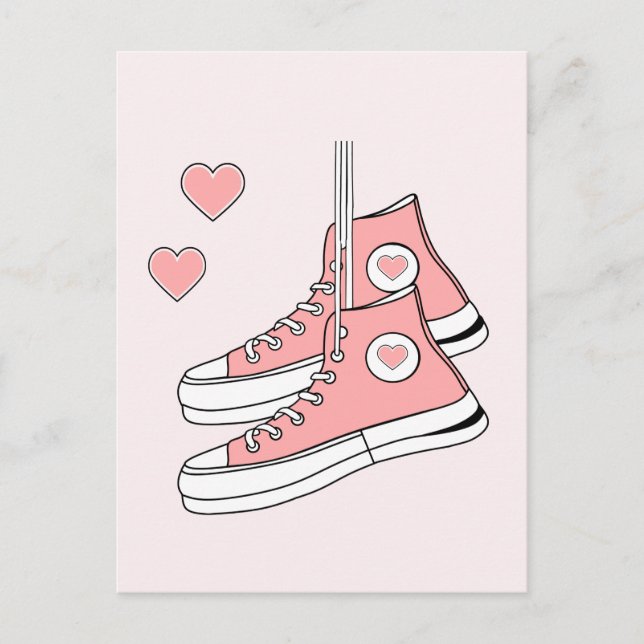 Pink Girly Sneakers Postkarte (Vorderseite)