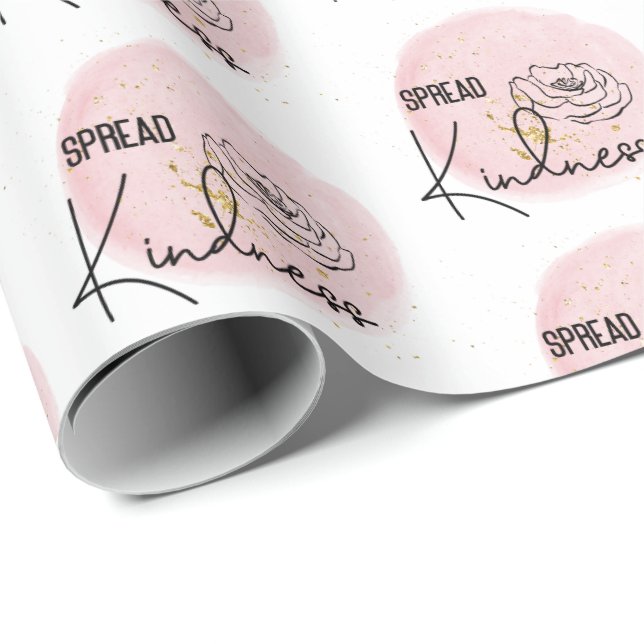 Pink Girly Spread Kindness Geschenkpapier (Rolleneckpunkt)