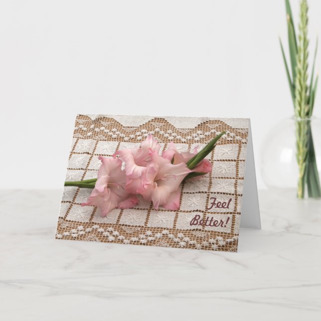 Pink Gladiola Get Well Card Karte (Vorderseite)