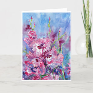 "Pink Gladioli" Blank Notecard Dankeskarte