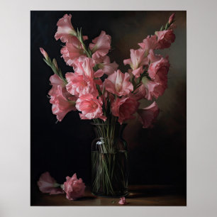 Pink Gladiolus Blume Art Print Poster