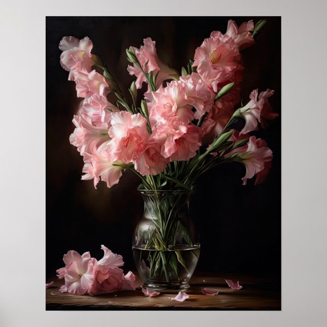 Pink Gladiolus Blume Art Print Poster (Vorne)