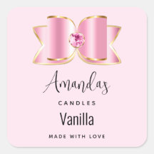 Pink Glam Bow mit Center Gem Candle Business