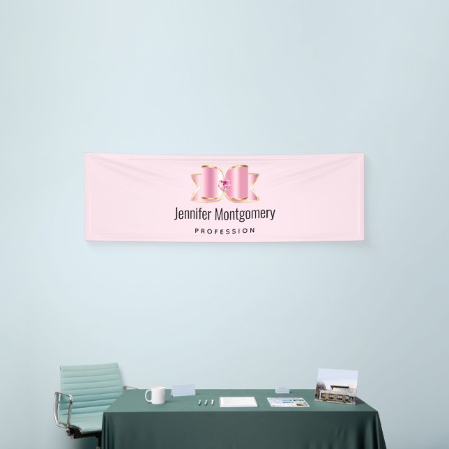 Pink Glam Bow mit Center Gemstone Business Banner (Messeveranstaltung)