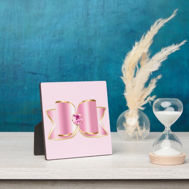 Pink Glam Bow mit Center Gemstone Fotoplatte (InSitu)