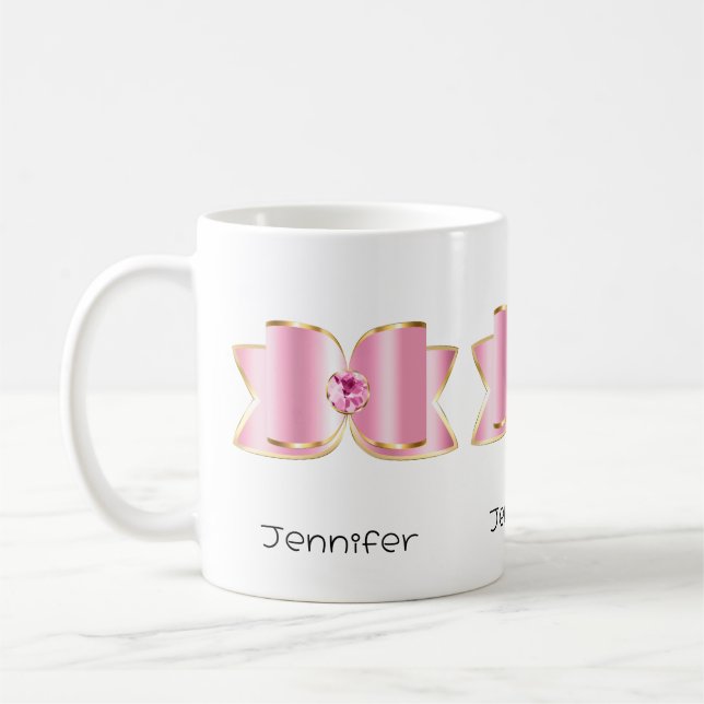 Pink Glam Bow mit Center Gemstone Kaffeetasse (Links)
