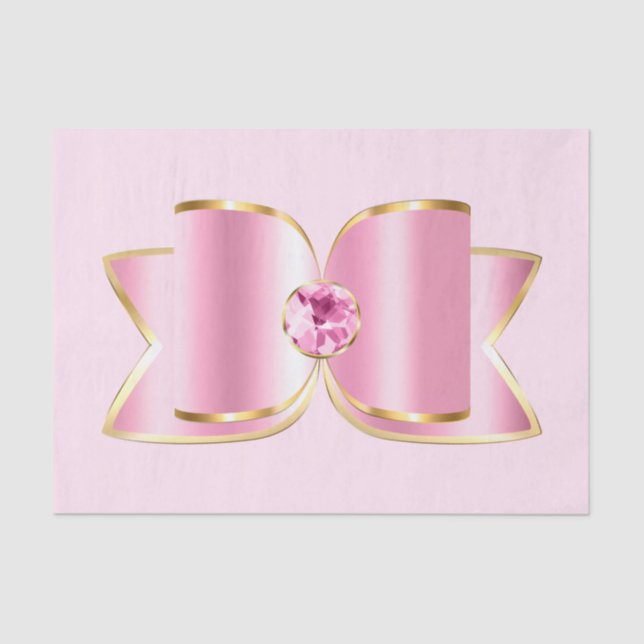 Pink Glam Bow mit Center Gemstone Seidenpapier (Vorderseite)