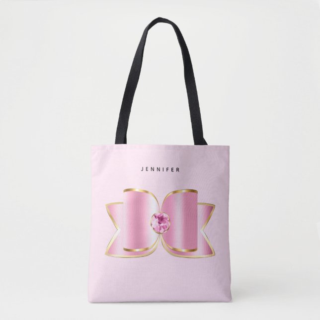 Pink Glam Bow mit Center Gemstone Tasche (Vorderseite)