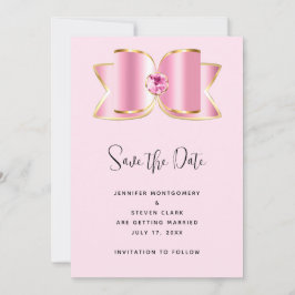 Pink Glam Bow mit einer Mittelsteinzeitung Save The Date