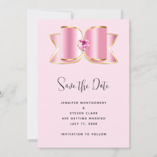 Pink Glam Bow mit einer Mittelsteinzeitung Save The Date