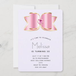 Pink Glam Bow mit Zentrum Gemstone Geburtstag Einladung