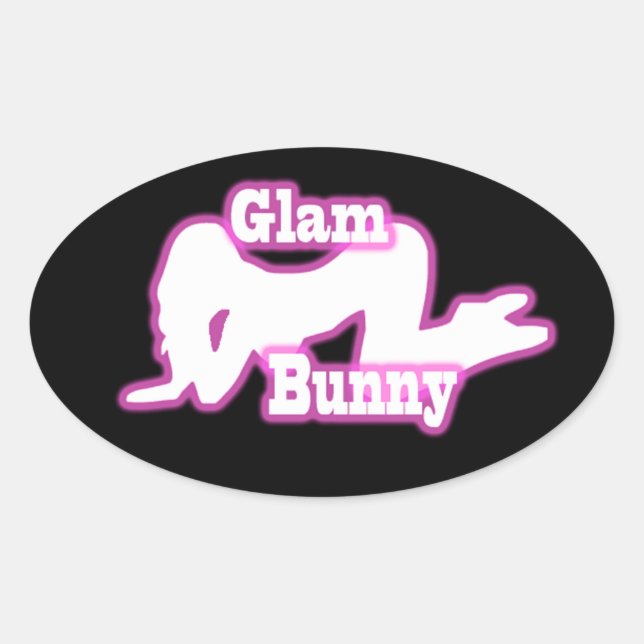 Pink Glam Bunny crawl Oval Sticker (Vorderseite)