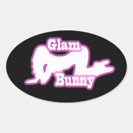 Pink Glam Bunny crawl Oval Sticker