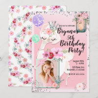 Pink Glam Diva Llama Princess Birthday Party Foto