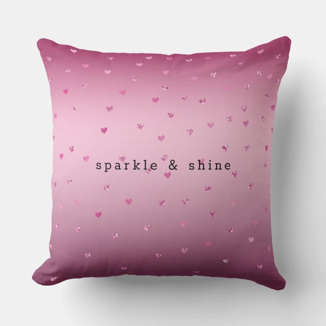 Pink Glam Glitzer Hearts Kissen (Vorderseite)