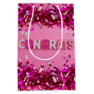 Pink Glam Glückwunschs Geschenktasche Mittlere Geschenktüte