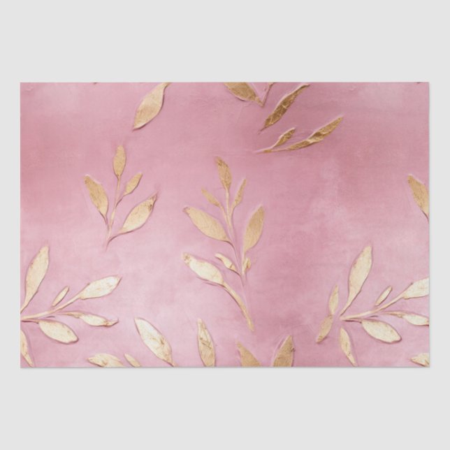 Pink Glam Gold Blätter Seidenpapier (Vorderseite)