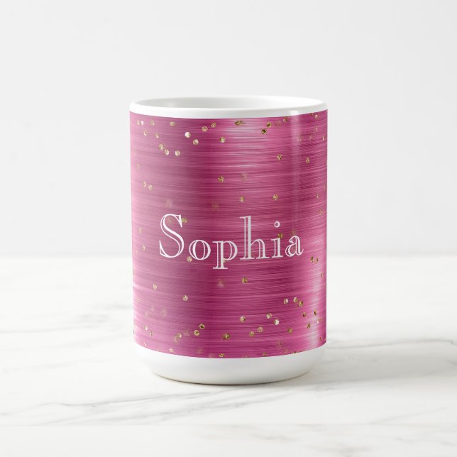 Pink Glam Gold Sparkle Confetti Personalisiert Kaffeetasse (Mittel)