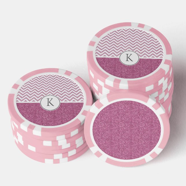 Pink Glam Imitate Glitzer Zickzack Pokerchips (Stapel)