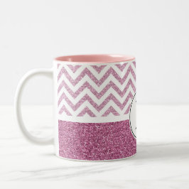 Pink Glam Imitate Glitzer Zickzack Zweifarbige Tasse