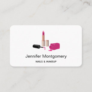 Pink Glam Lippenstift und Nagellack Beauty-Thema Visitenkarte