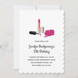 Pink Glam Lippenstift und Nagellack Schönheit Gebu Einladung