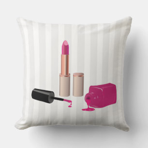 Pink Glam Lipstick & Nail Polnische Schönheit Them Kissen