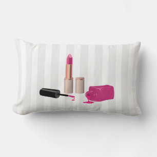 Pink Glam Lipstick & Nail Polnische Schönheit Them Lendenkissen