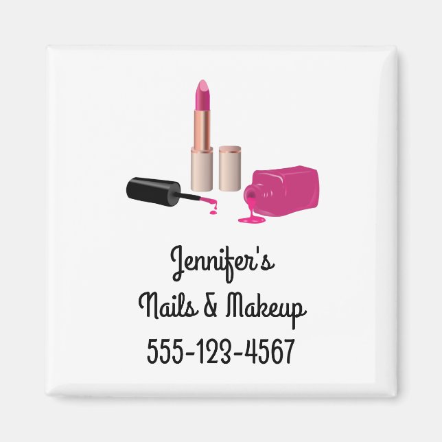 Pink Glam Lipstick & Nail Polnische Schönheit Them Magnet (Vorne)