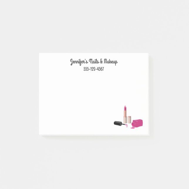 Pink Glam Lipstick & Nail Polnische Schönheit Them Post-it Klebezettel (Vorderseite)