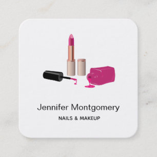 Pink Glam Lipstick & Nail Polnische Schönheit Them Quadratische Visitenkarte
