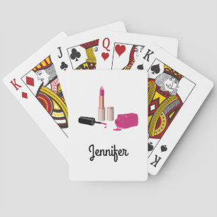 Pink Glam Lipstick & Nail Polnische Schönheit Them Spielkarten
