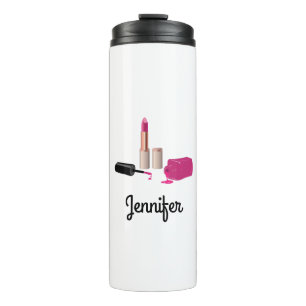 Pink Glam Lipstick & Nail Polnische Schönheit Them Thermosbecher