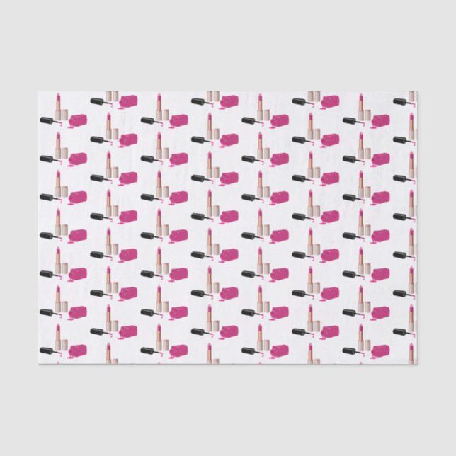 Pink Glam Lipstick & Nail Polnisches Schönheitsmus Seidenpapier (Vorderseite)