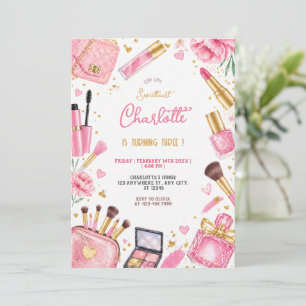 Pink Glam Makeup Geburtstagsfeier Mädchen Chic Einladung