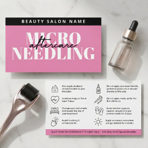 Pink Glam Mikro-Nadling Nachsorgeleitfaden Visitenkarte