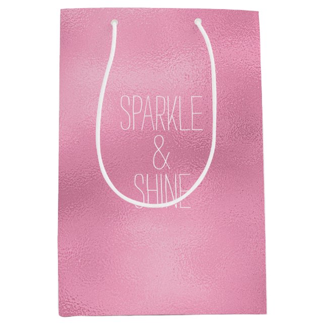 Pink Glam Ombre Mittlere Geschenktüte (Vorderseite)