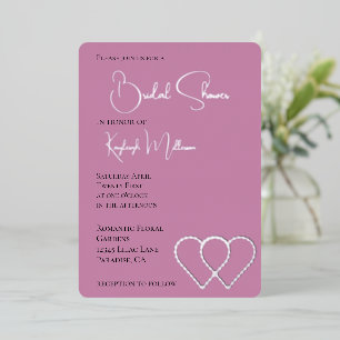 Pink Glam Pearl Two Hearts Brautparty Folieneinladung