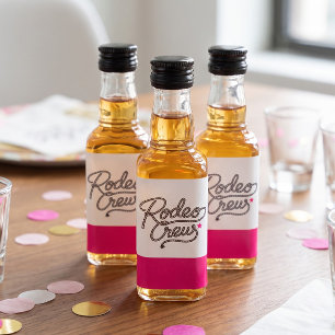 Pink Glam Rodeo Crew Western Junggesellinnenabschi Alkoholflaschenetikett
