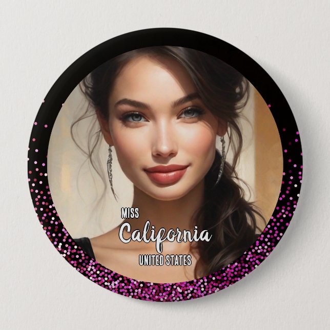 Pink Glam Schönheitswettbewerb Button - Helles Fun (Vorderseite)