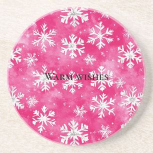 Pink Glam Snowflakes Weihnachten Getränkeuntersetzer