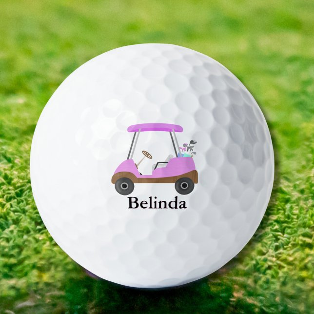 Pink Glamour Holz Textur Golf Cart mit Namen Golfball (Von Creator hochgeladen)