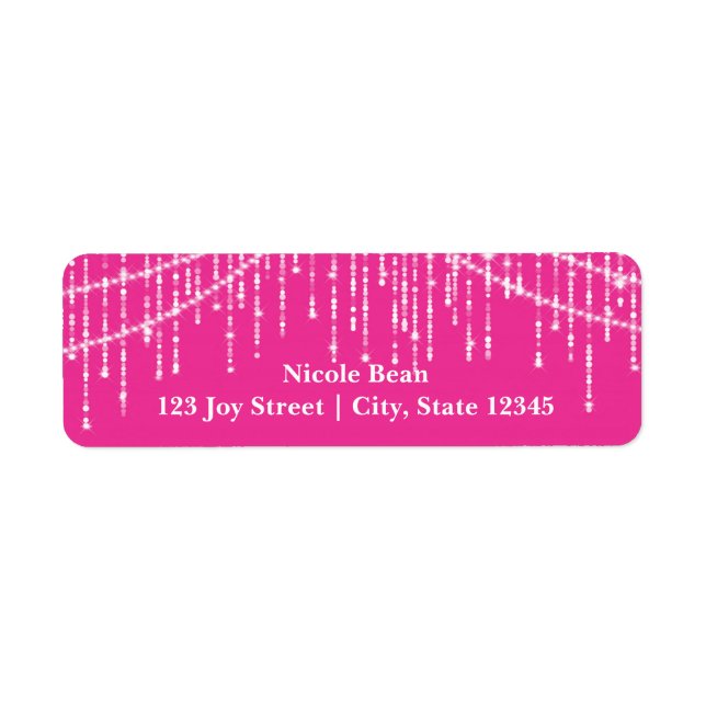 Pink Glamour Sparkle Light Address Labels (Vorne)